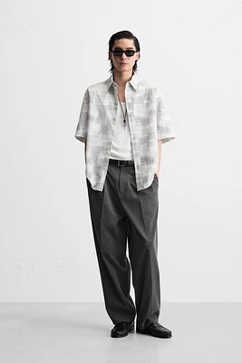 SEERSUCKER ABSTRACT PRINT SHIRT