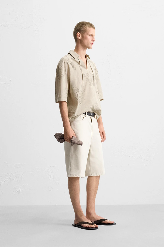 LEAF EMBROIDERED SHIRT