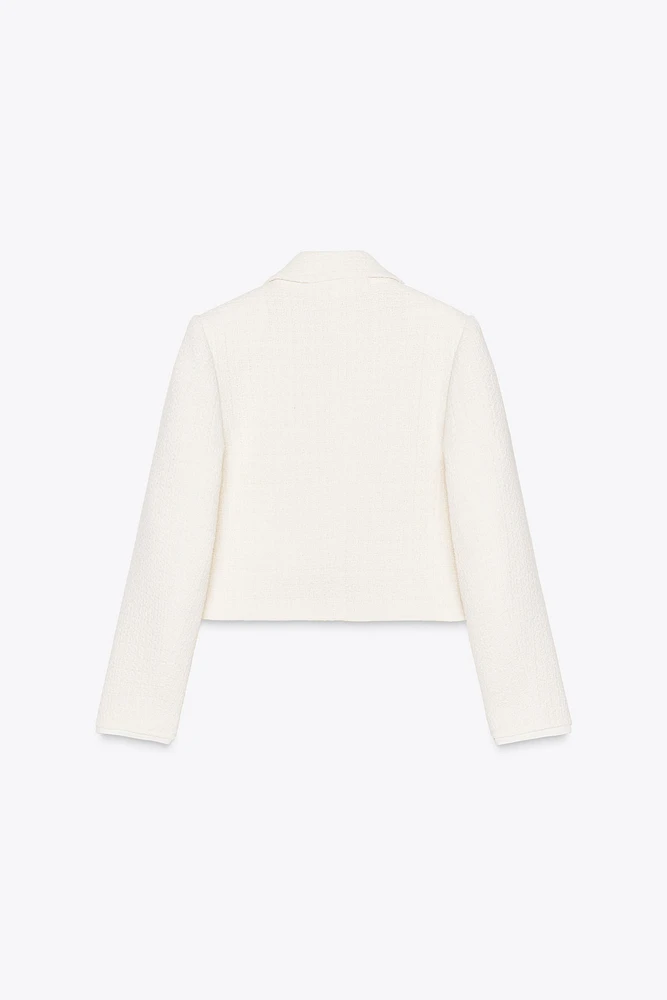 BOW TRIM TEXTURED BLAZER