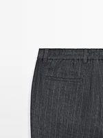 Faded 100% linen striped trousers