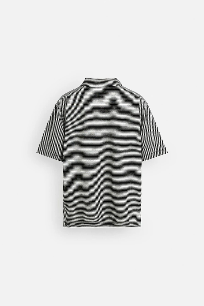 LINEN-COTTON STRIPED POLO SHIRT
