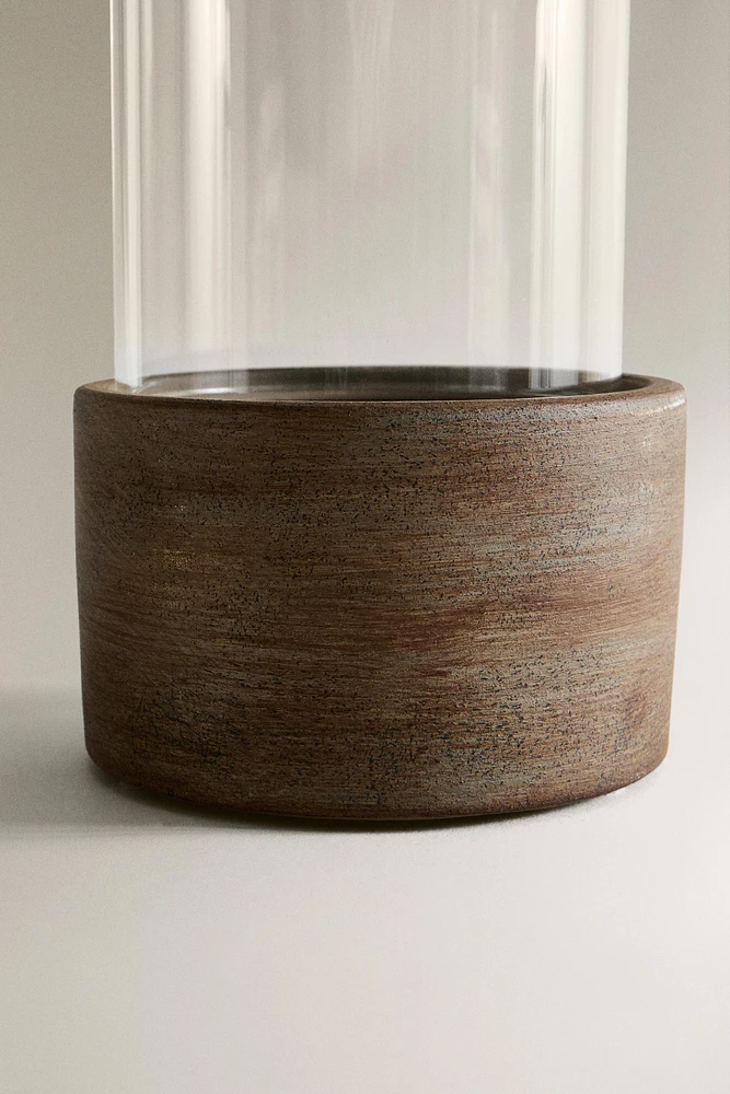 LANTERNE VERRE RECYCLABLE ET CÉRAMIQUE