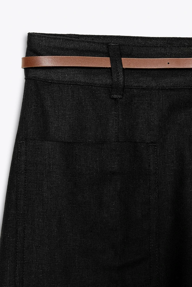 BELTED LINEN CULOTTES