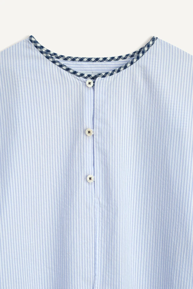LIMITED EDITION GINGHAM TRIM STRIPED SHIRT