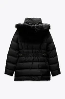SEMI-LONG HOODED PUFFER COAT