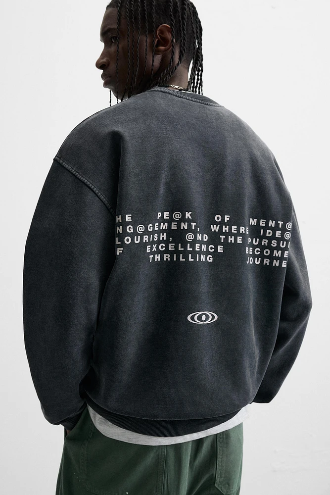 WASHED PRINT BOXY FIT SWEATSHIRT