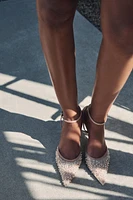 GLITTER MESH SLINGBACK HEELS