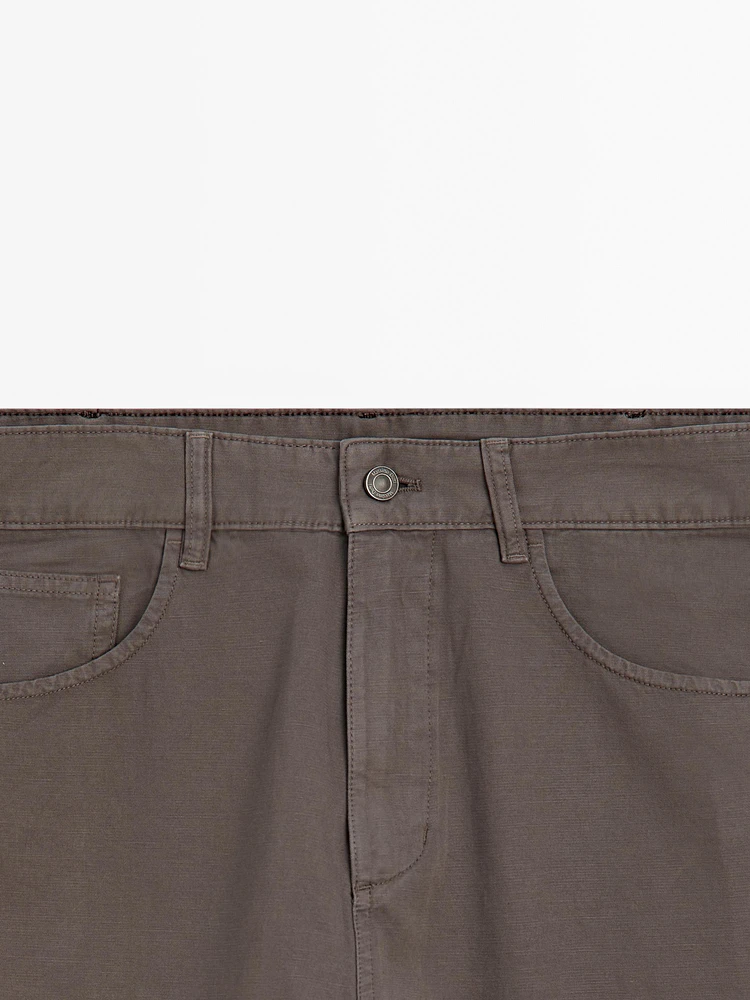 Lightweight relaxed fit denim-effect trousers