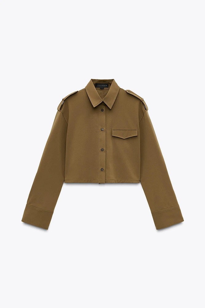 LAPEL COLLAR CROPPED SHIRT