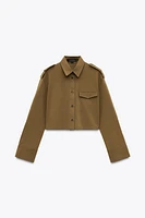 LAPEL COLLAR CROPPED SHIRT