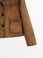 Veste avec poches en cuir effet daim