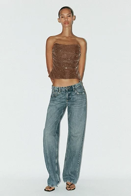 RHINESTONE DRAPED TOP