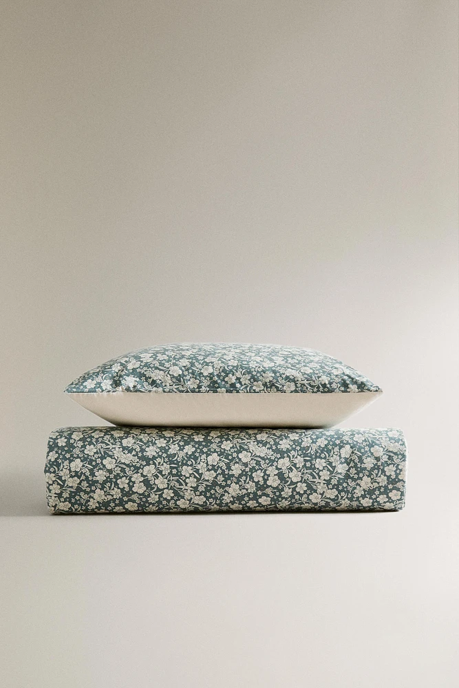 HOUSSE DE COUETTE ENFANT FLEURS TROPICALES