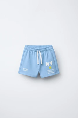 PRINTED PLUSH SHORTS