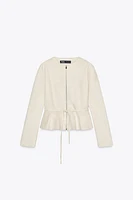 FAUX SUEDE PEPLUM JACKET
