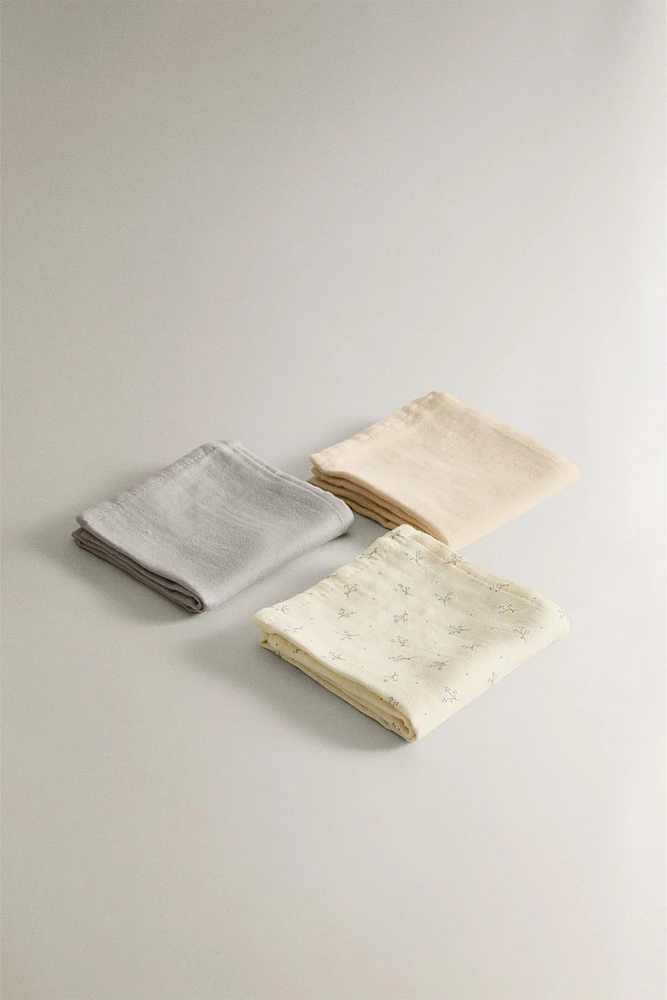 LOT LANGES EN MOUSSELINE ENFANT MINIFLEUR (LOT DE 3)