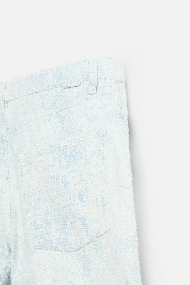 SCRATCHED BAGGY FIT DENIM SHORTS