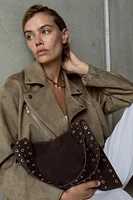SAC PORTÉ ÉPAULE À CLOUS EN CROÛTE DE CUIR