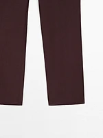 Straight-leg linen blend trousers
