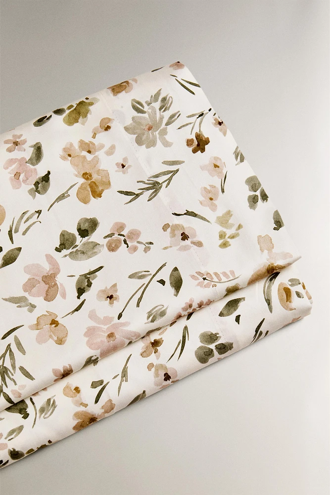 DRAP DE DESSUS SATIN IMPRIMÉ FLEUR