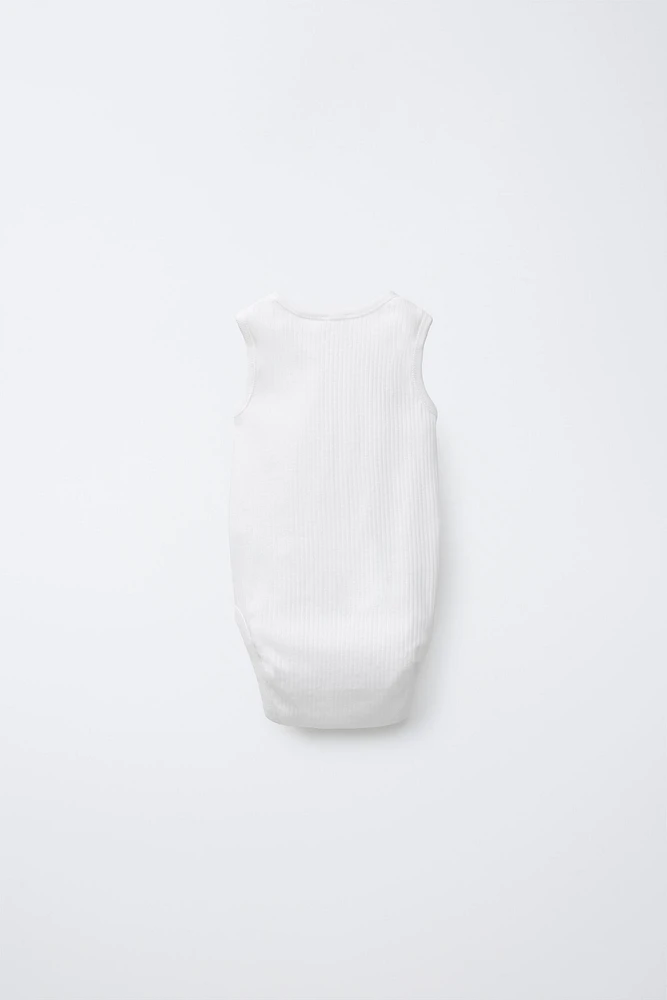 THREE-PACK OF RIBBED SLEEVELESS BODYSUITS