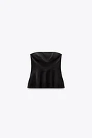 TOP BUSTIER PÉPLUM EFFET SUÉDINE