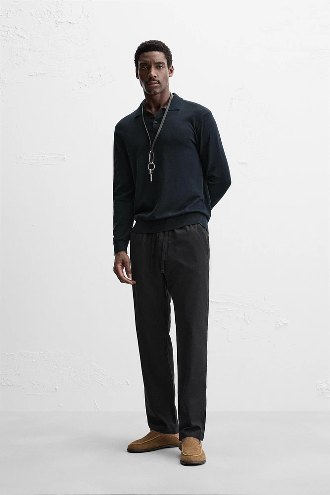 RELAXED FIT COTTON LINEN PANTS