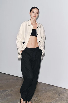 EMBROIDERED LINEN OVERSHIRT ZW COLLECTION