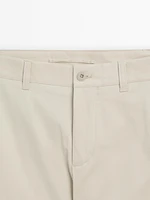 Cotton blend slim fit trousers