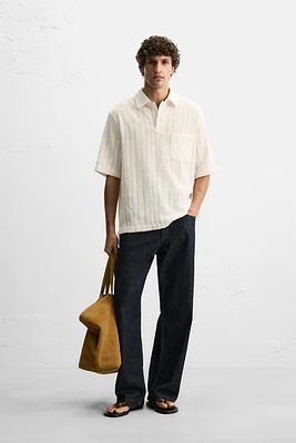 TEXTURED KNIT POLO SHIRT