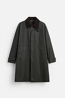 WAXED TRENCH COAT WITH CONTRAST COLLAR
