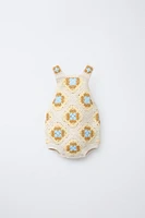 FLORAL CROCHET KNIT ROMPER