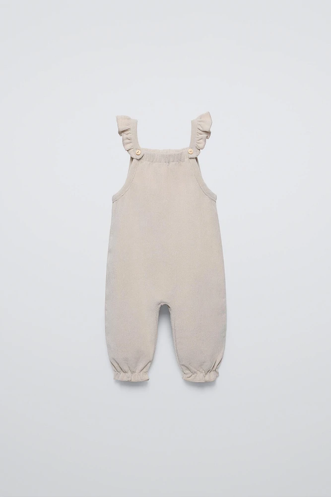 CORDUROY RUFFLED OVERALLS
