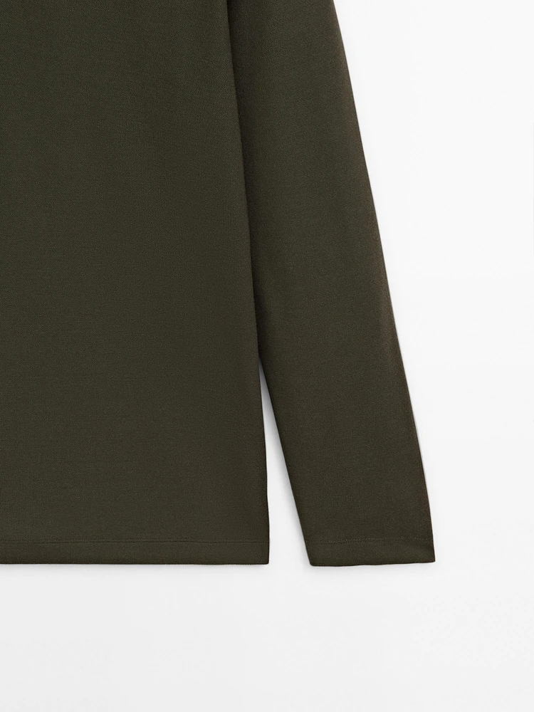 Pull polo en maille de coton mélangé