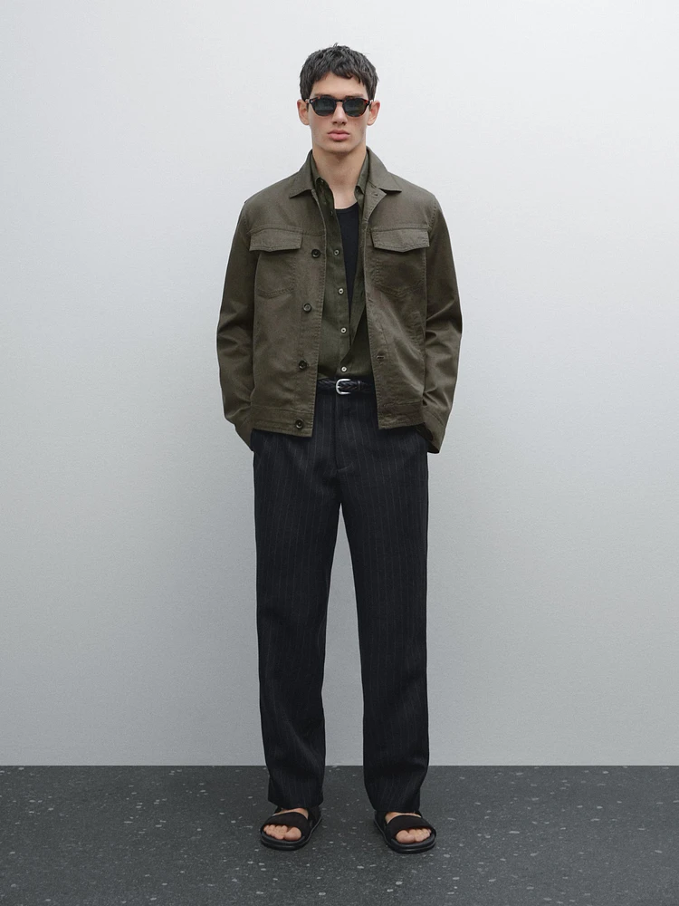 Veste coton et lin avec poches