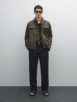 Cotton and linen jacket with pockets