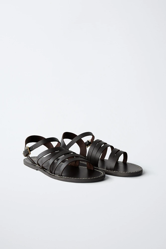 LEATHER STRAPPY SANDALS