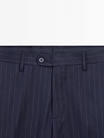 100% wool striped suit trousers