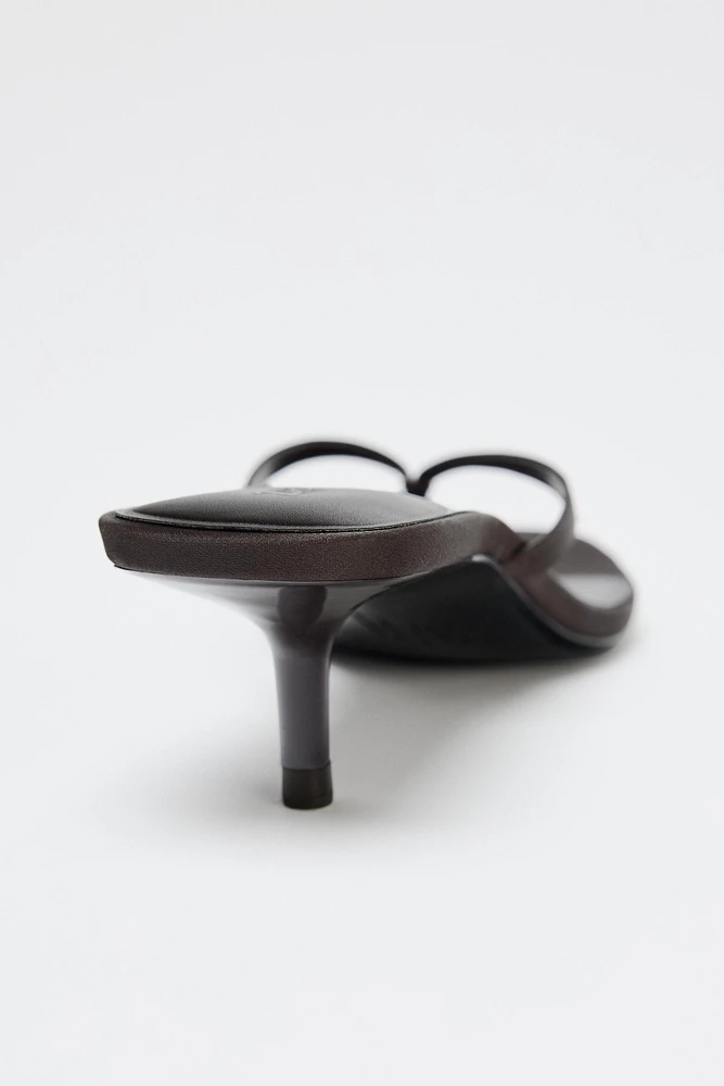 SATIN KITTEN HEEL SANDALS