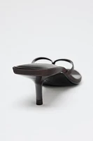 SATIN KITTEN HEEL SANDALS