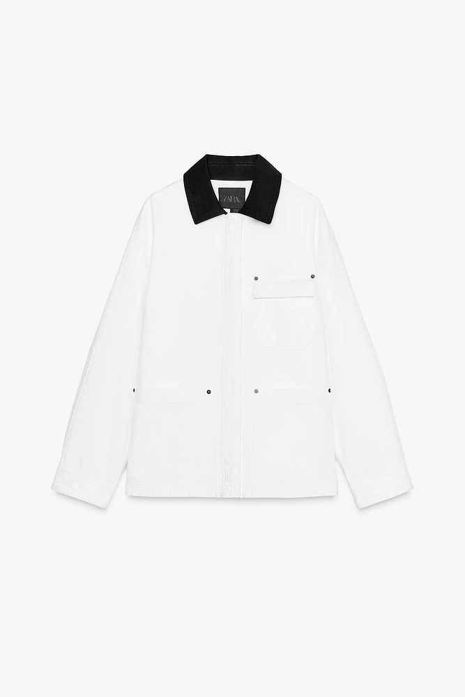 CONTRAST COLLAR OVERSHIRT ZW COLLECTION
