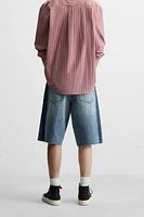 CONTRAST BANDS DENIM SHORTS