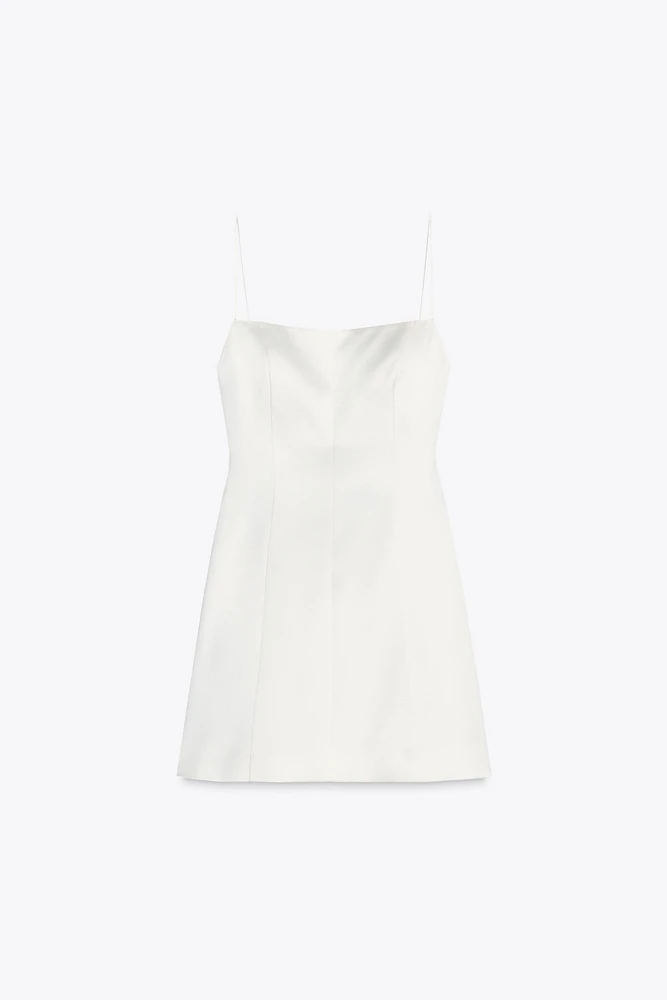 SATIN EFFECT SHORT DRESS WITH BOW DETAIL