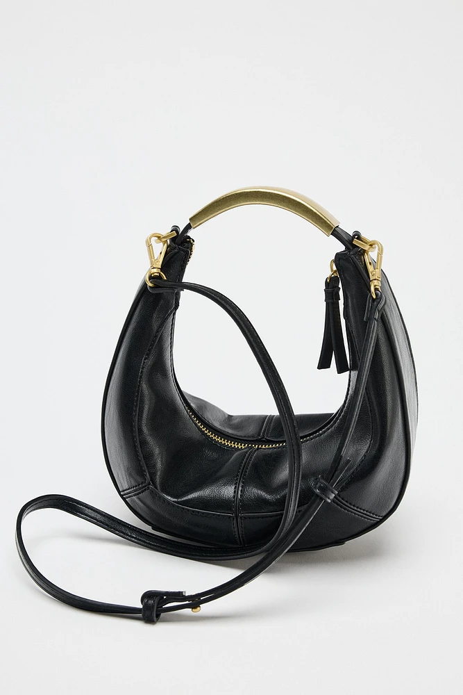 OVAL BAG WITH METAL HANDLE