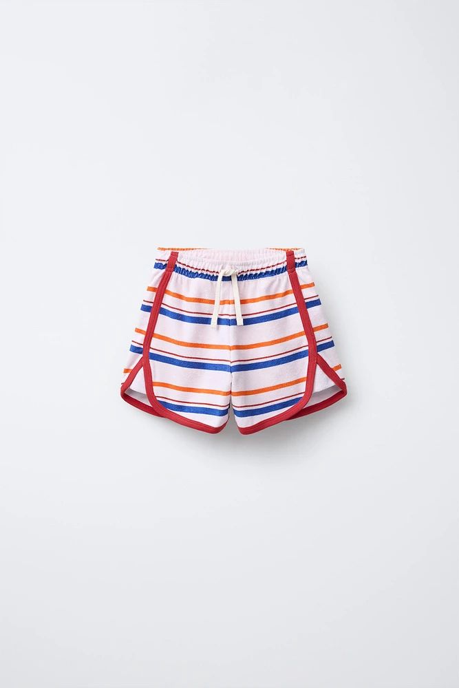 STRIPED TERRY SHORTS