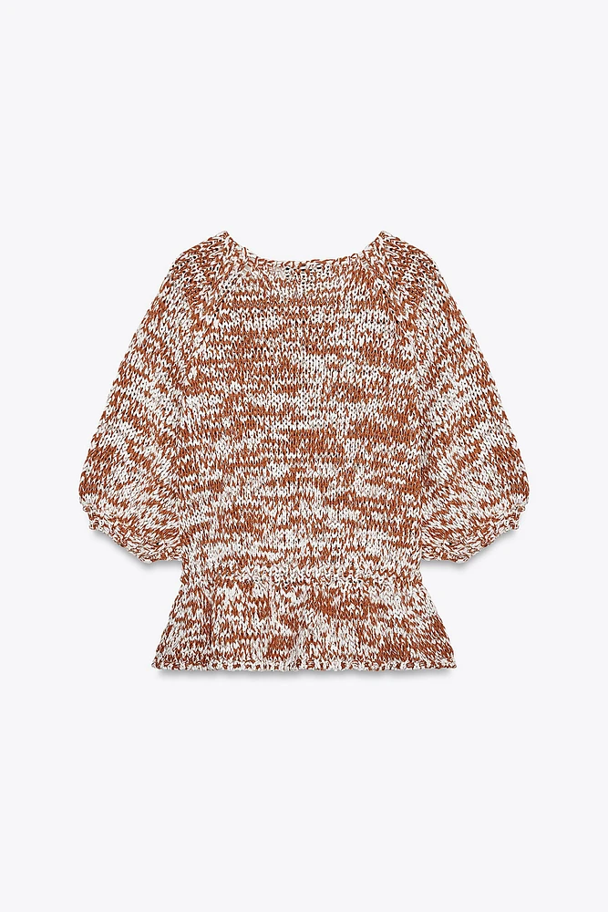 TOP EN MAILLE COMBINÉE PÉPLUM