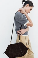 SPLIT LEATHER TOPSTITCH CLUTCH