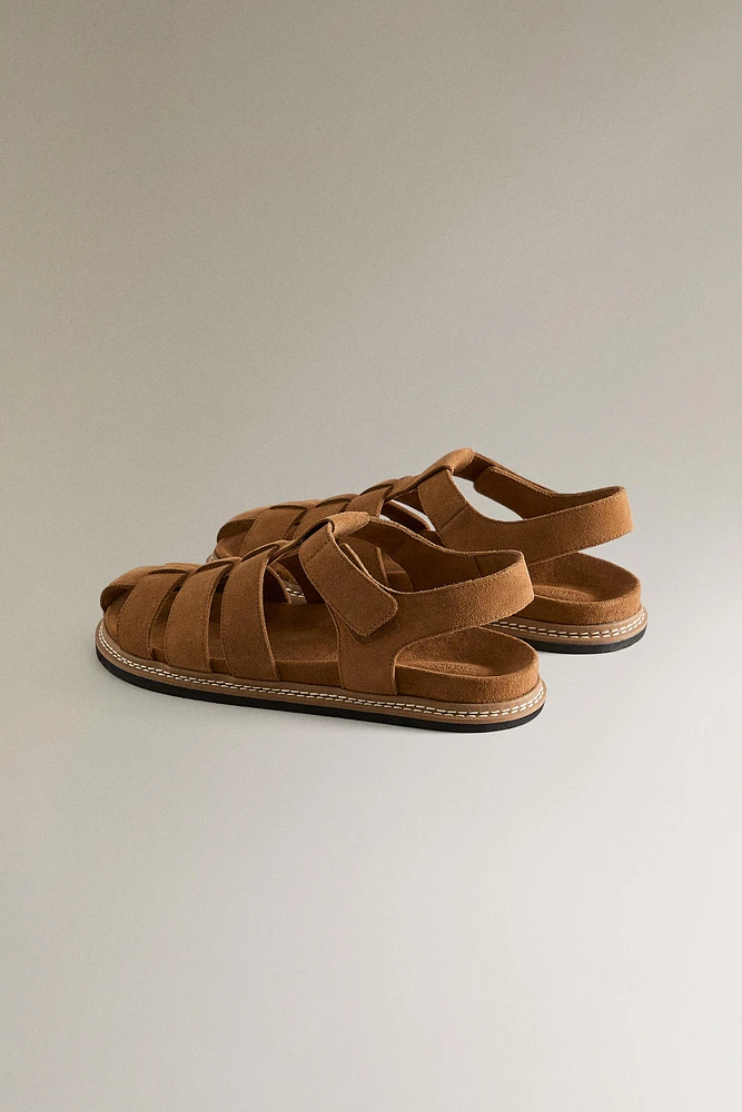 LEATHER CAGE SANDALS