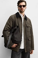 WAXED PARKA WITH CONTRAST COLLAR