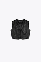 SPARKLY FAUX SUEDE VEST